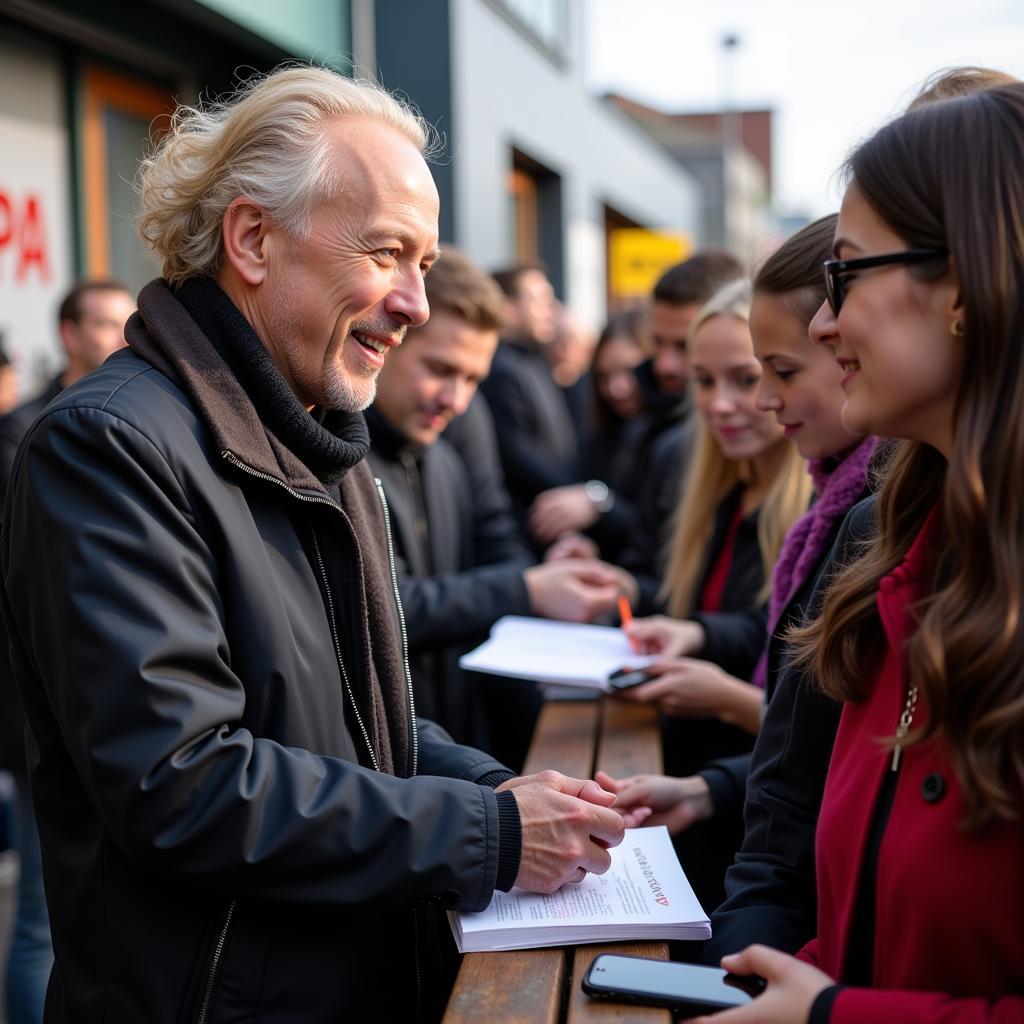 Erling Haaland interacts with fans at a community event