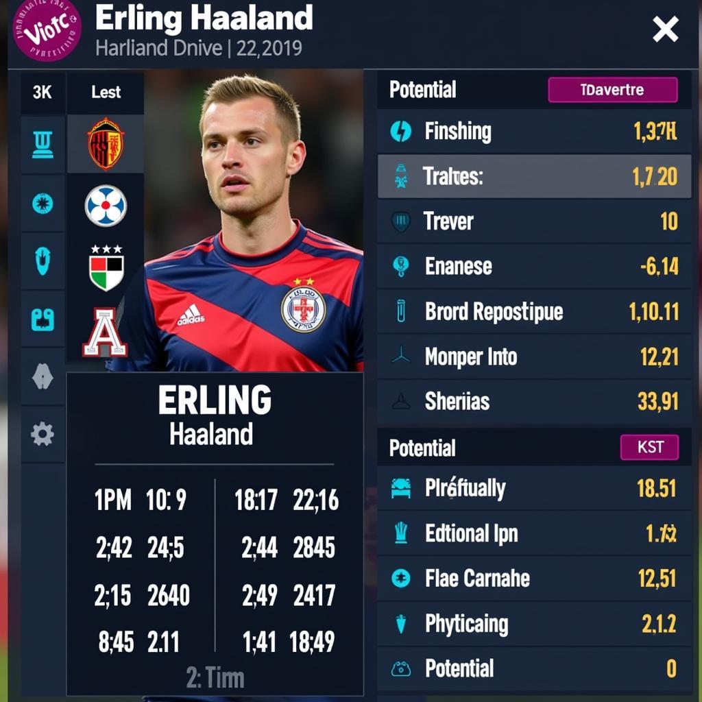 Erling Haaland dominating the virtual pitch as a prolific striker in Football Manager