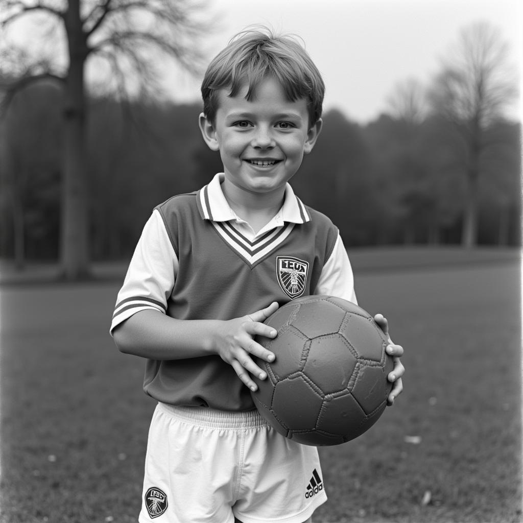 Erling Haaland in a Leeds United kit as a child