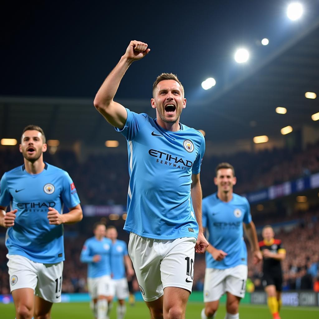 Erling Haaland Celebrating Goal for Man City