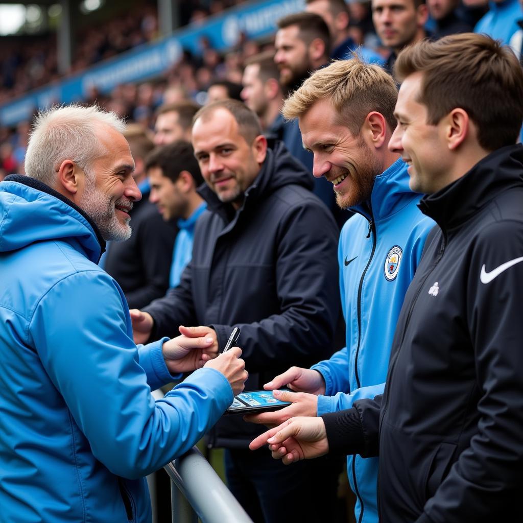 Erling Haaland interacting with Man City fans