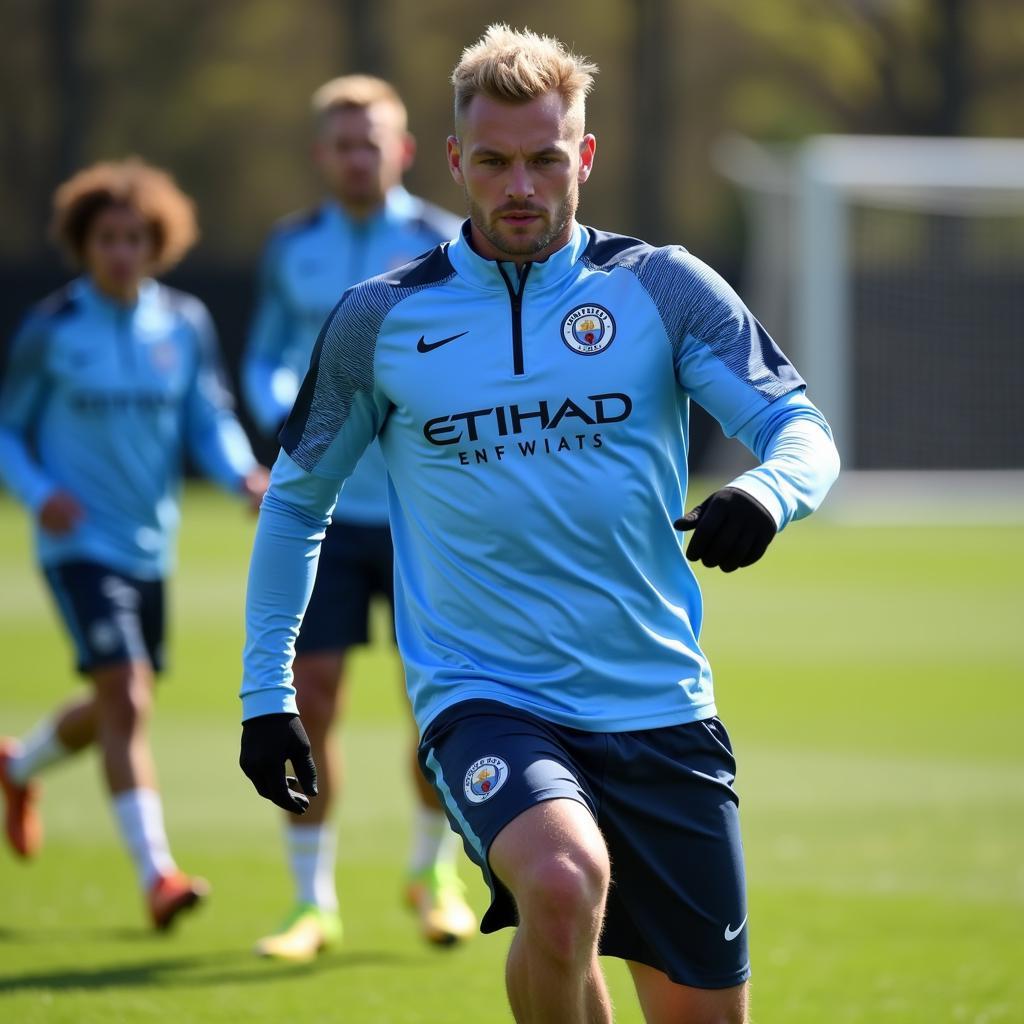 Erling Haaland training with Man City