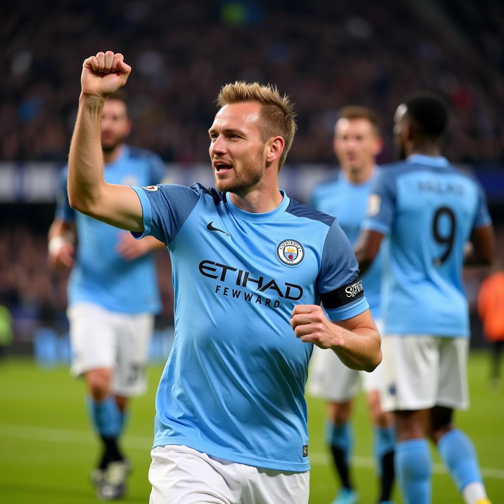 Erling Haaland celebrating a goal for Manchester City