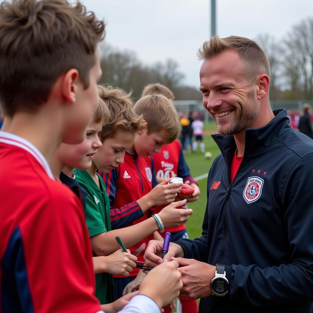 Erling Haaland meeting young fans