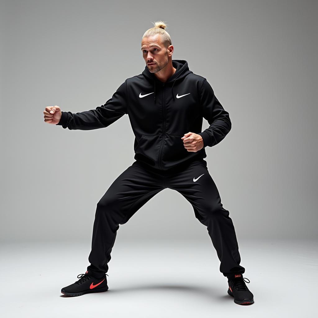 Erling Haaland in a Nike photoshoot, showcasing his partnership with the brand.