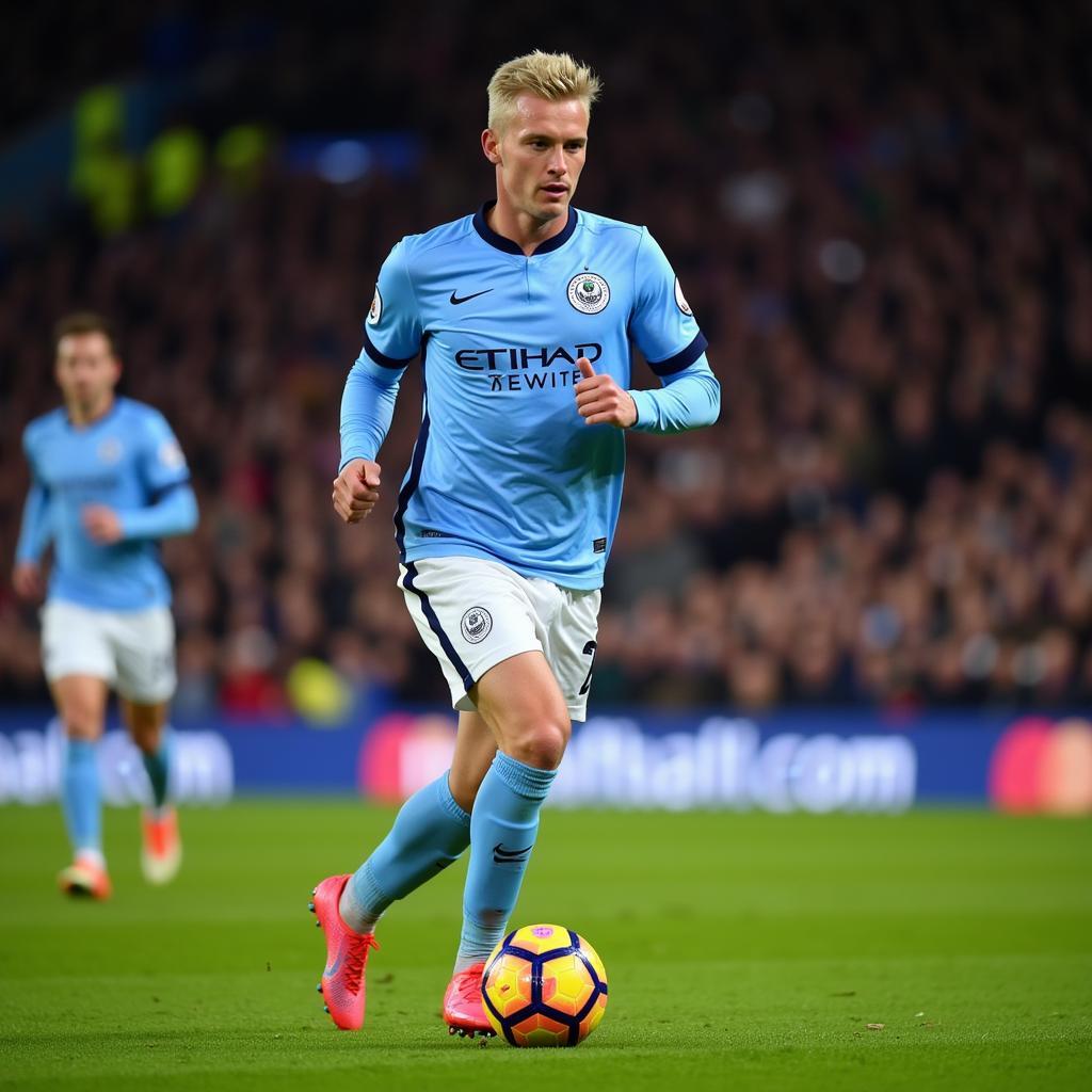 Erling Haaland wearing his Nike Mercurial boots during a match.