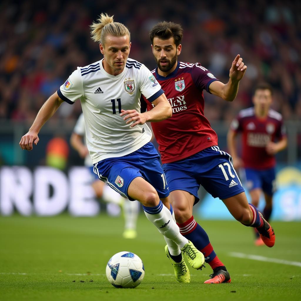 Erling Haaland in action on the football pitch, showcasing his impressive skills and athleticism.