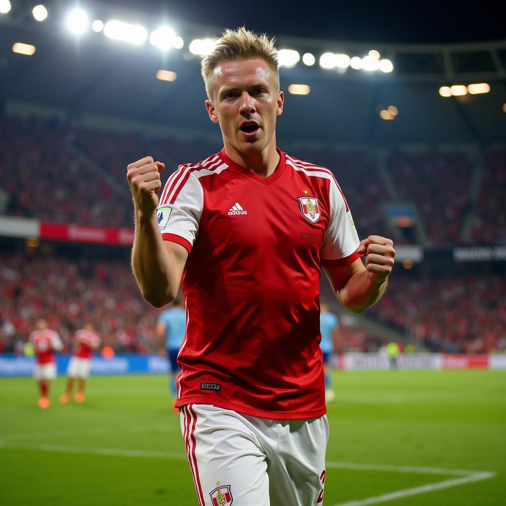 Erling Haaland celebrating a Champions League goal for Salzburg