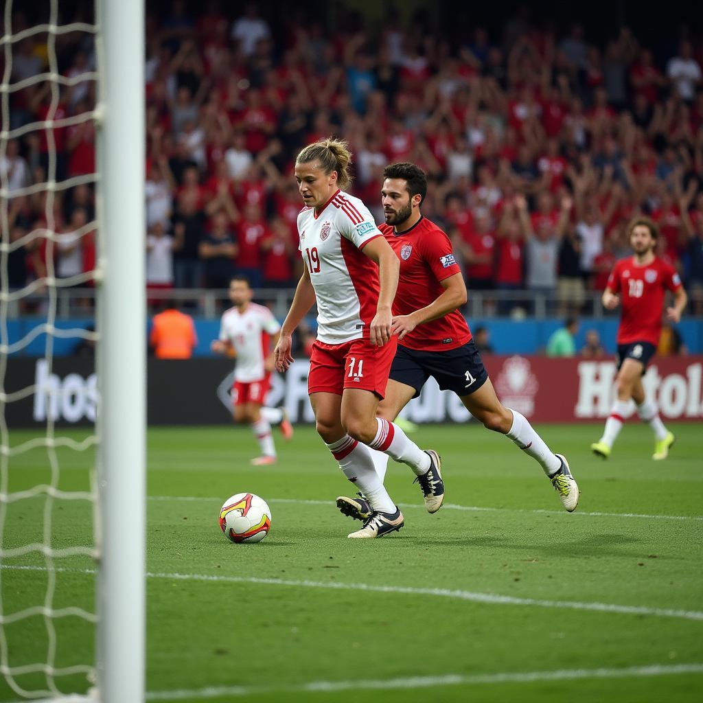 Erling Haaland scoring a goal for Norway