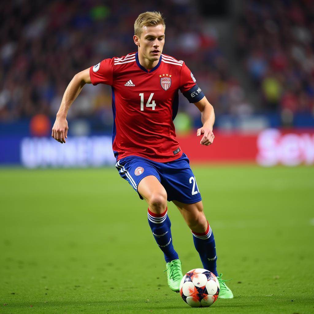 Erling Haaland displaying speed and agility on the football pitch