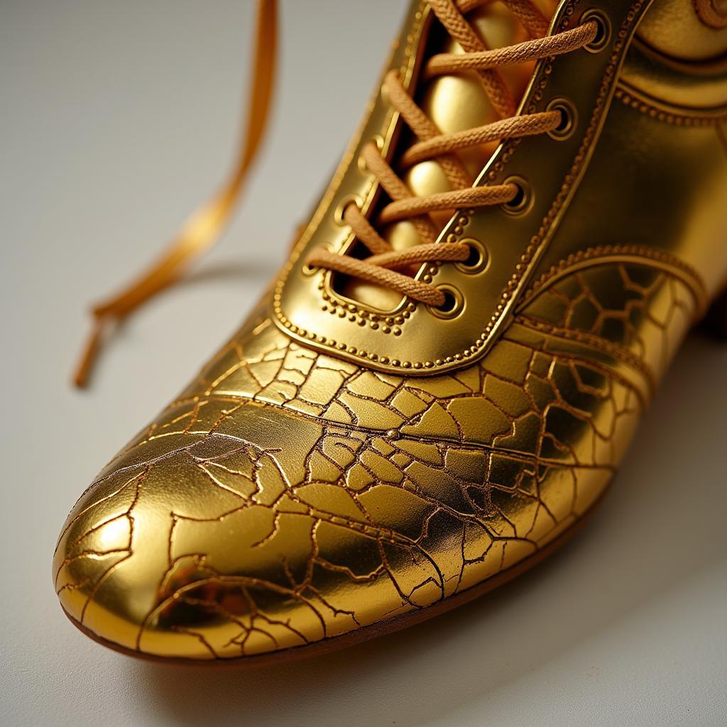 Close-up view of the European Golden Shoe trophy awarded in 2007.