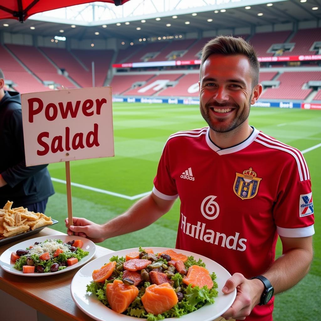 Fan selling a Haaland-inspired salad