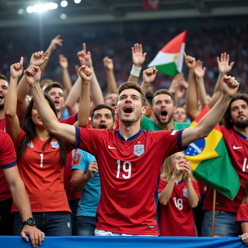 Fans Cheering for a Handsome Player at the World Cup 2018