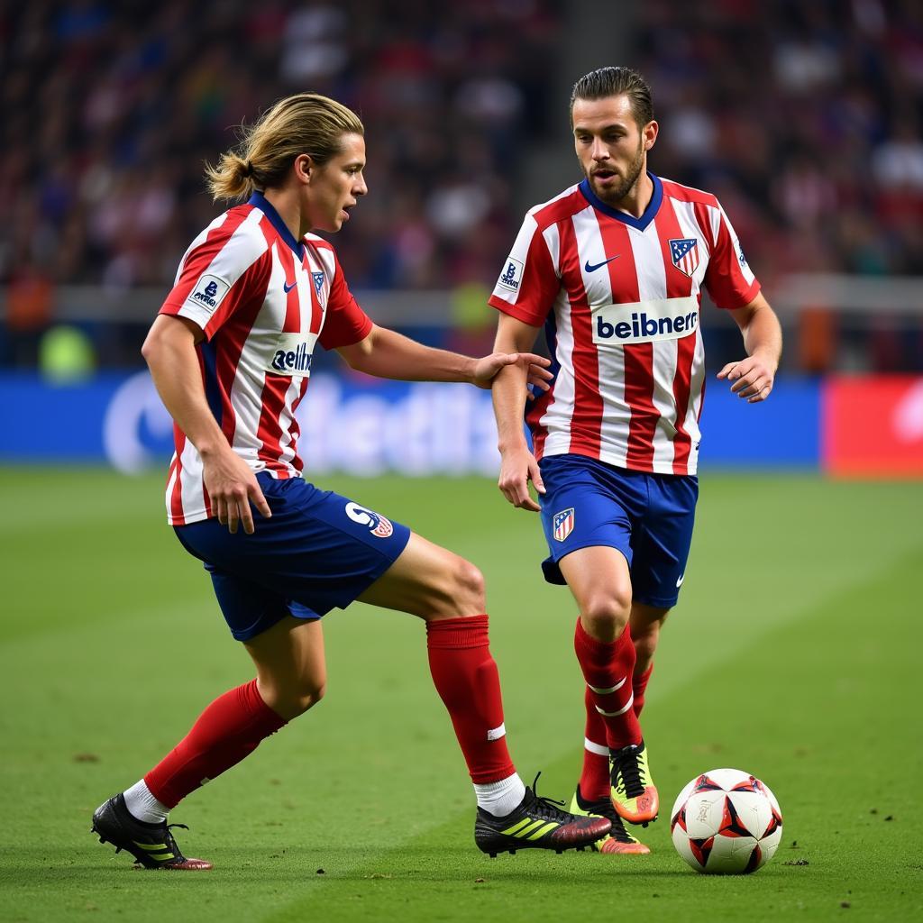 Fernando Torres and Diego Forlan playing together for Atletico Madrid