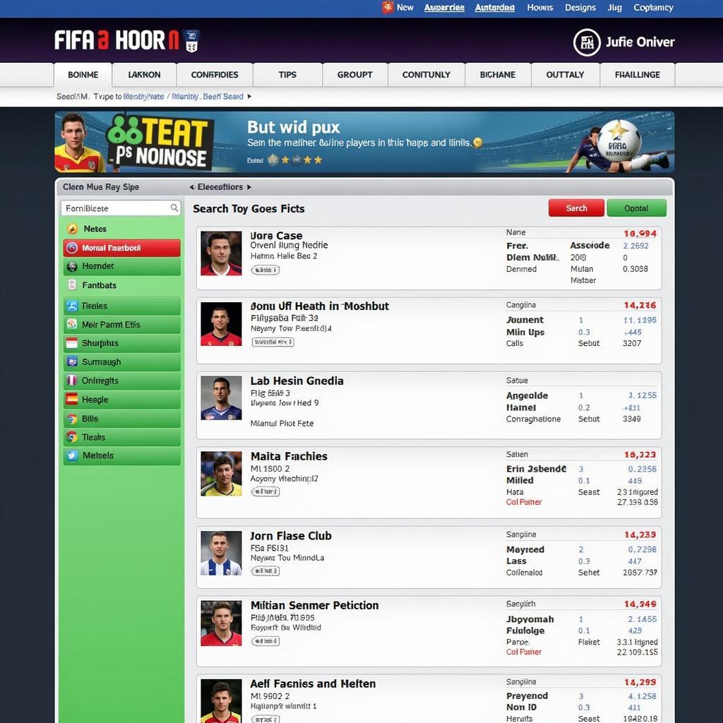 Example of a FIFA Online 2 Player Database