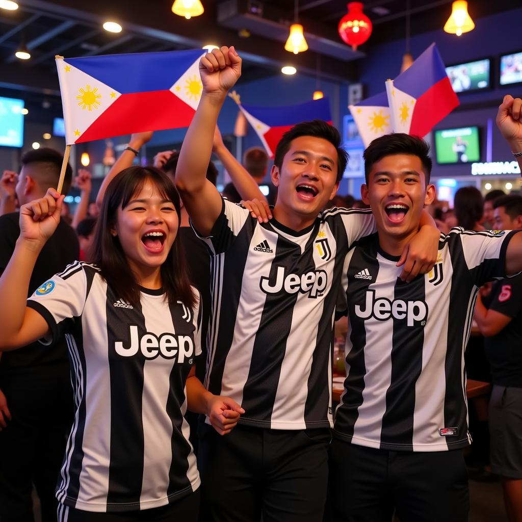 Filipino fans celebrating a Juventus goal