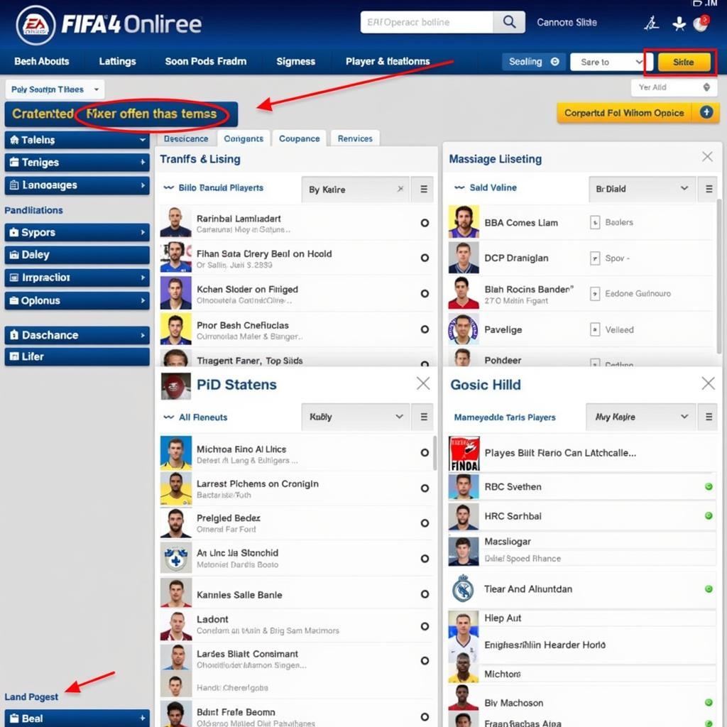 FIFA Online 4 Transfer Market Interface