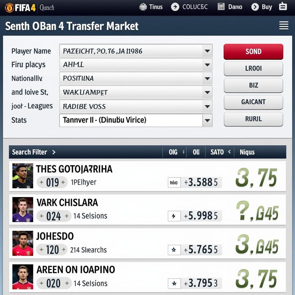 Navigating the FIFA Online 4 Transfer Market Interface