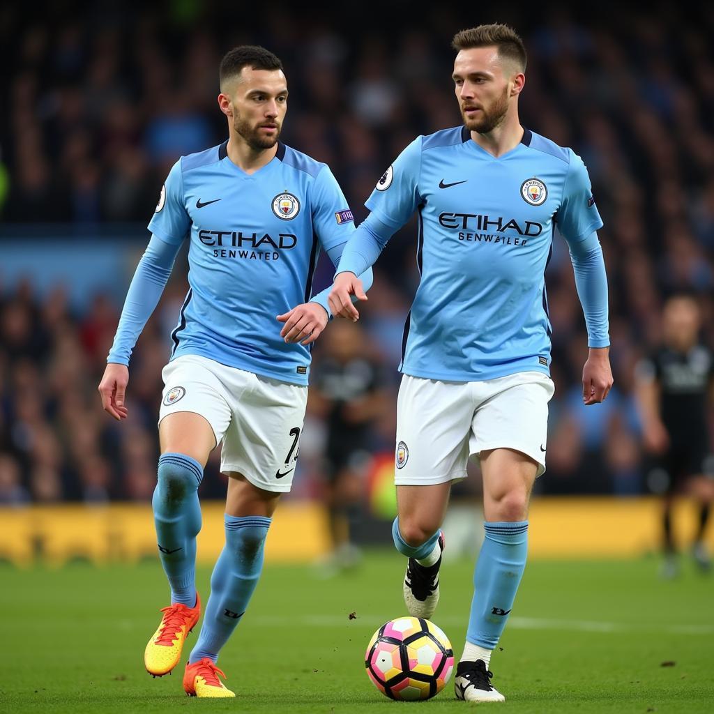 Foden and Haaland playing together for Manchester City, demonstrating their potential as a dynamic duo.