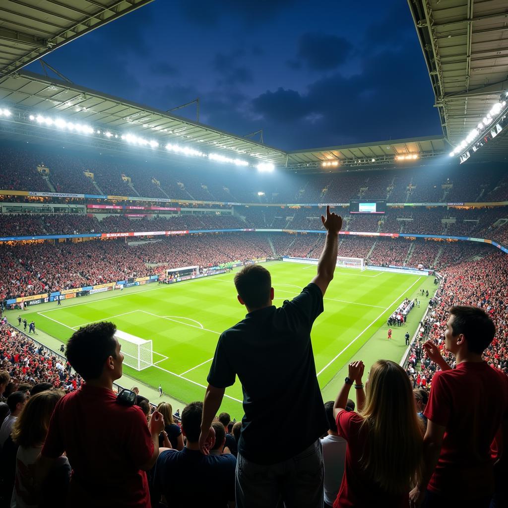 Football Fans Cheering in the Stadium