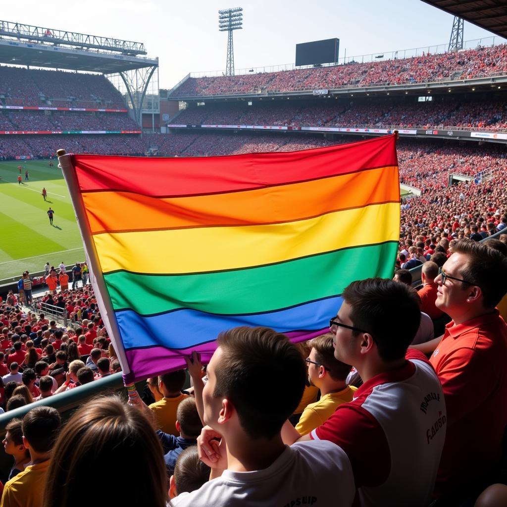 Football Fans Show Support With a Pride Flag