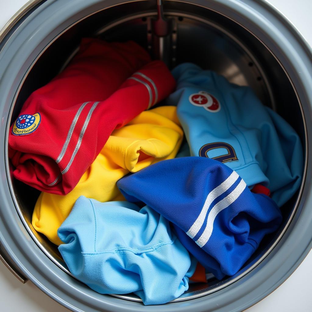 Football kits being laundered for hygiene