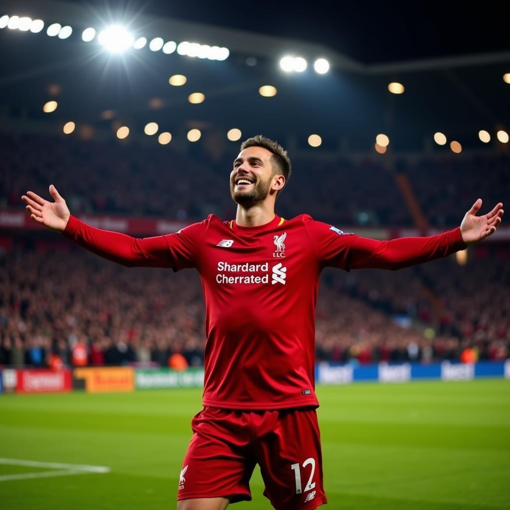 Football Player Celebrating a Goal on Loan