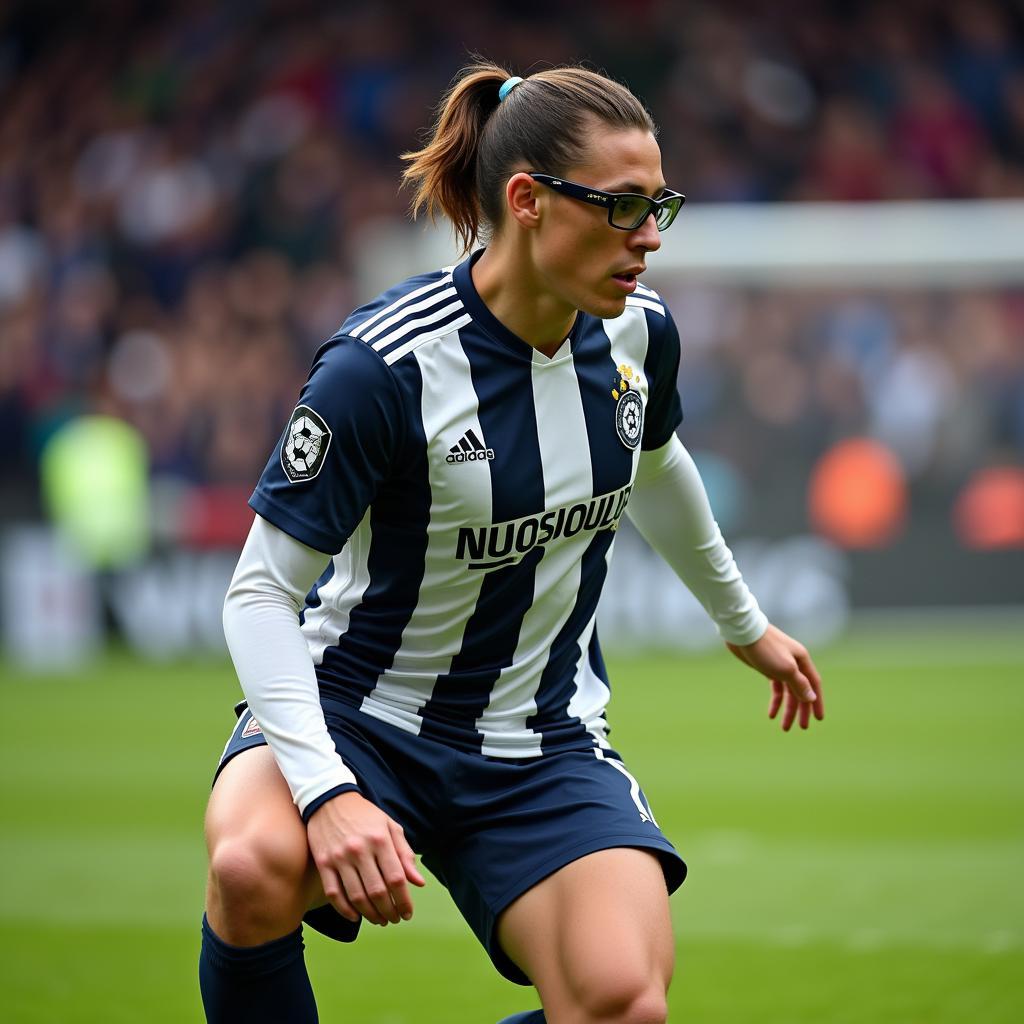 Footballer Wearing Sports Glasses During Match