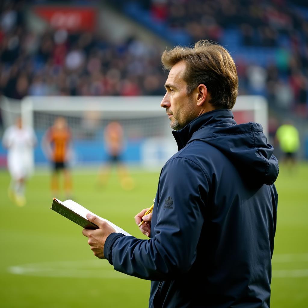 Football Scout Observing a U22 Match