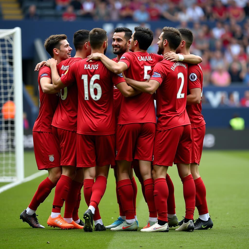 Teamwork and Celebration in Football