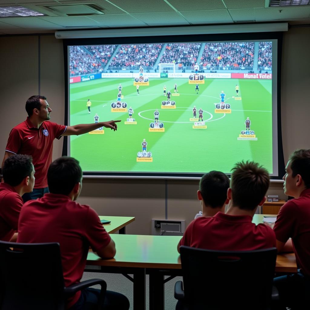 Football Team Discussing Match Schedule and Tactics