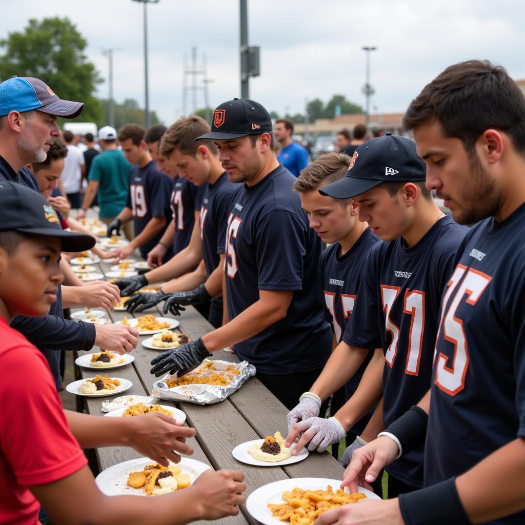 Football Team Volunteering at Community Event