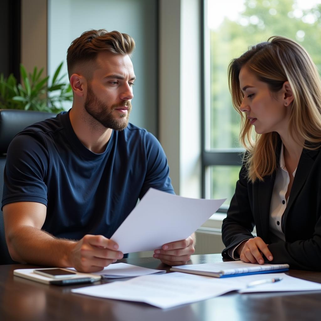 Footballer Meeting with Tax Advisor