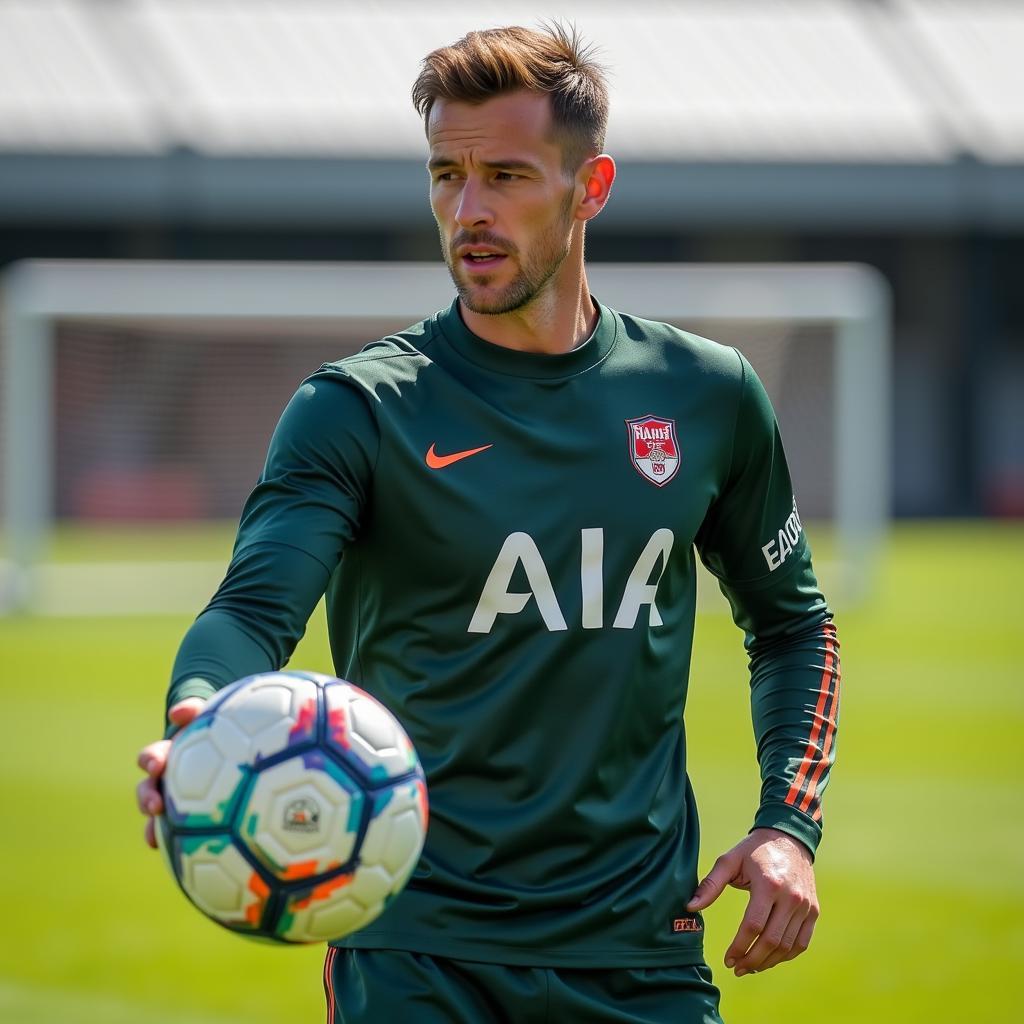 Footballer Schmidt training intensely