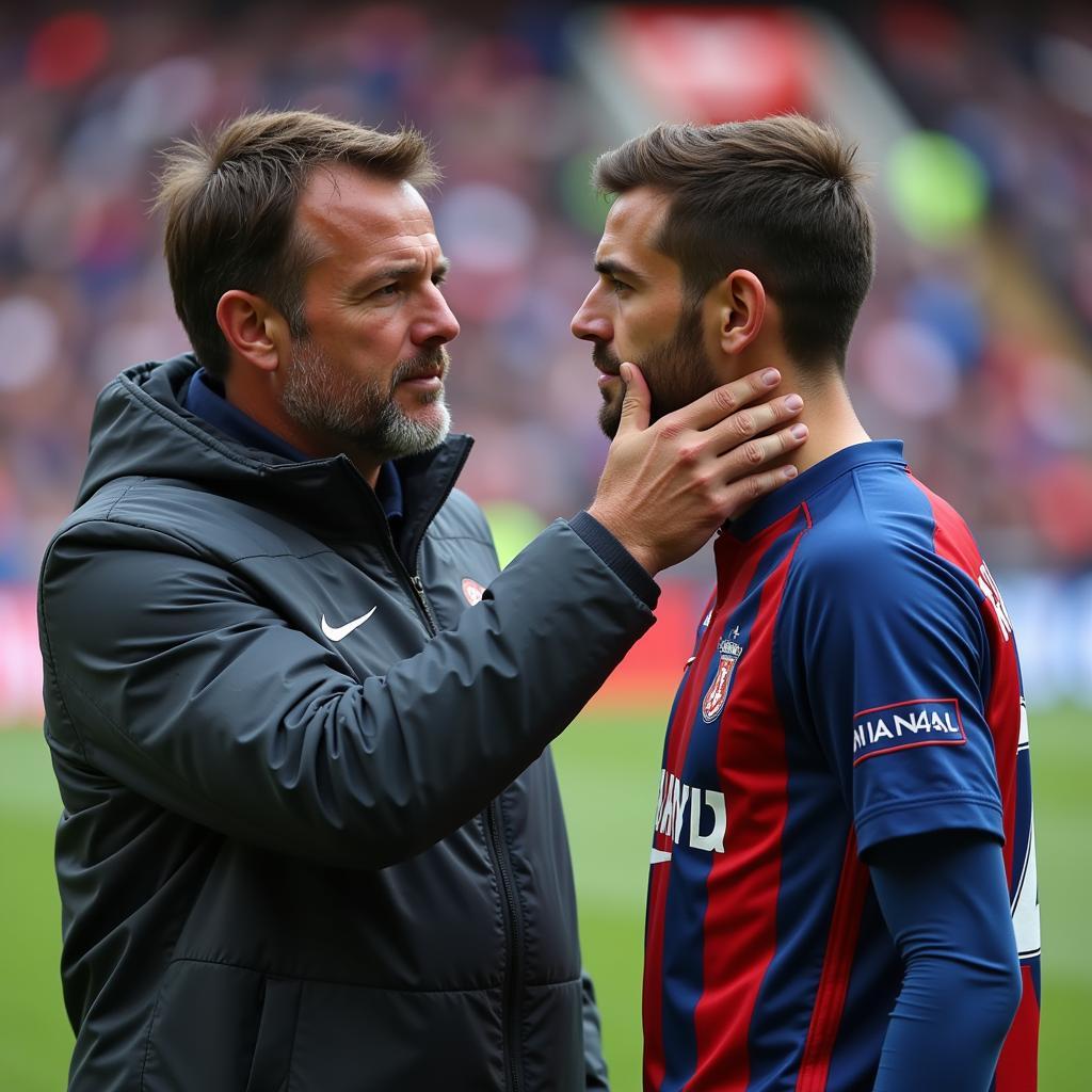 Footballer Talking to Coach