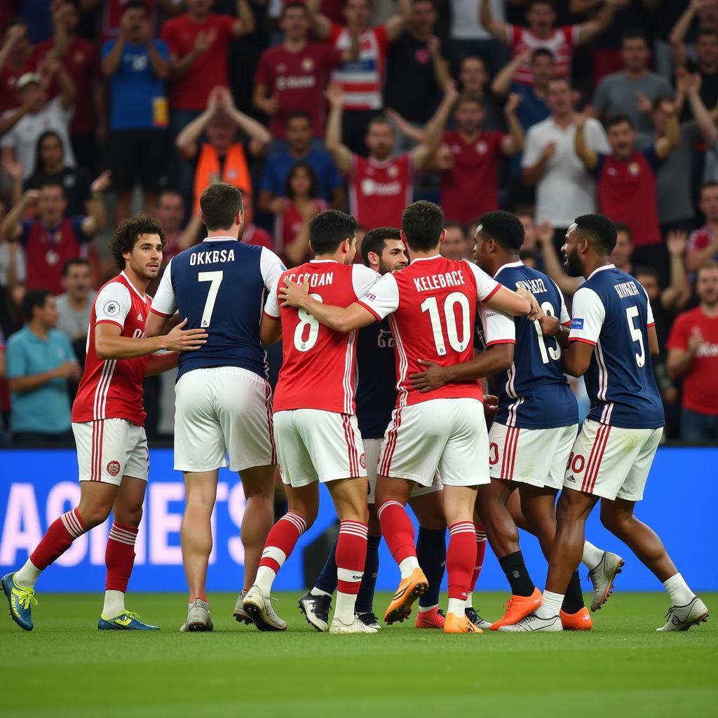 Foreign players celebrating a goal in V.League