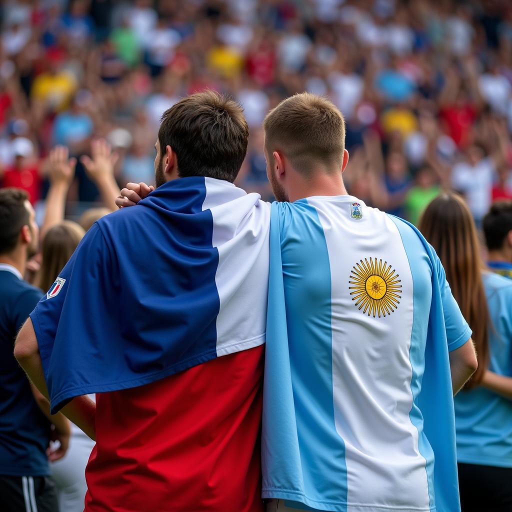 French and Argentinian Fans Celebrating Together