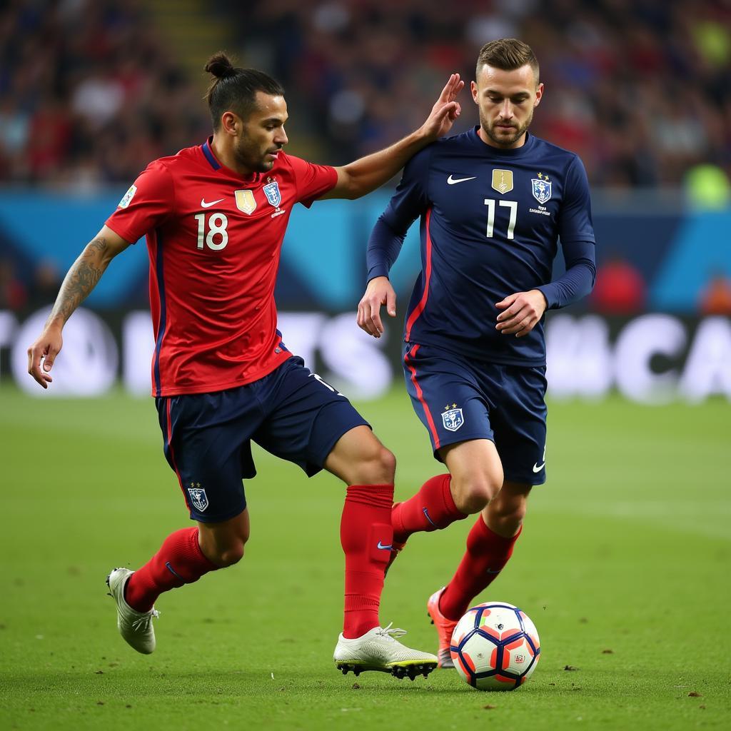 French Football Players Competing in International Match