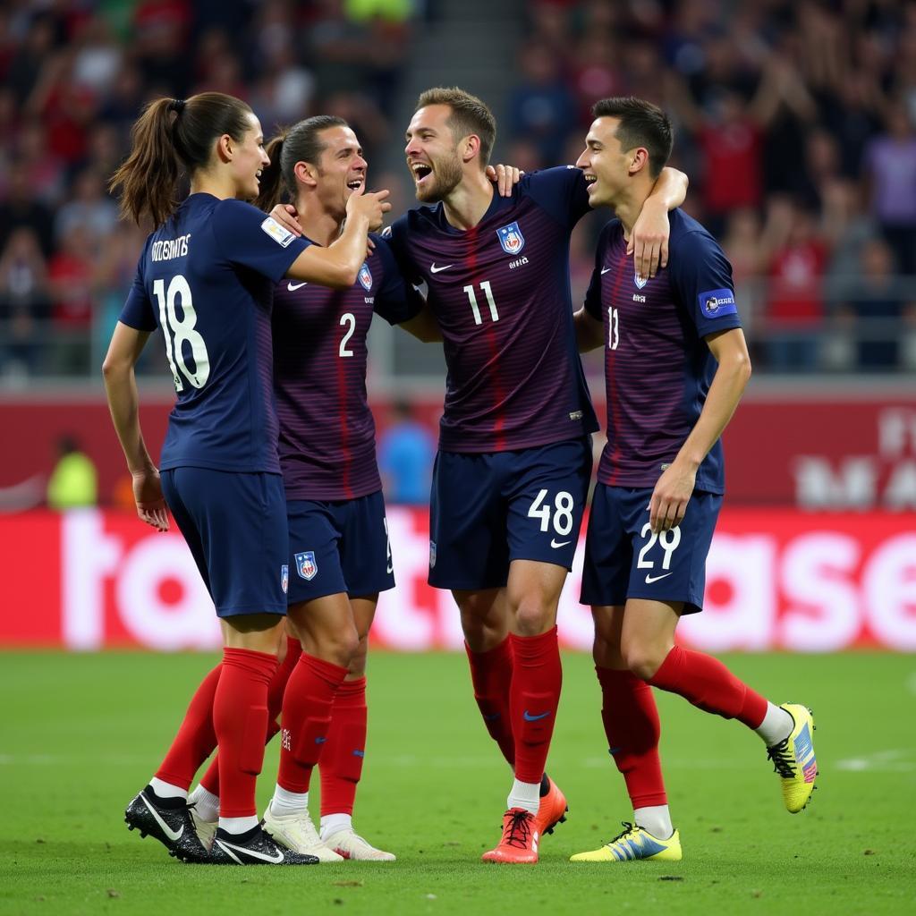 French National Team Celebrating a Victory in 2019