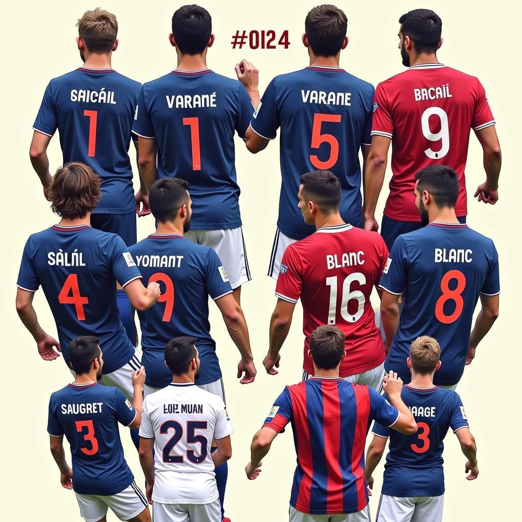 French national team defenders wearing numbers 4, 5, and 15.