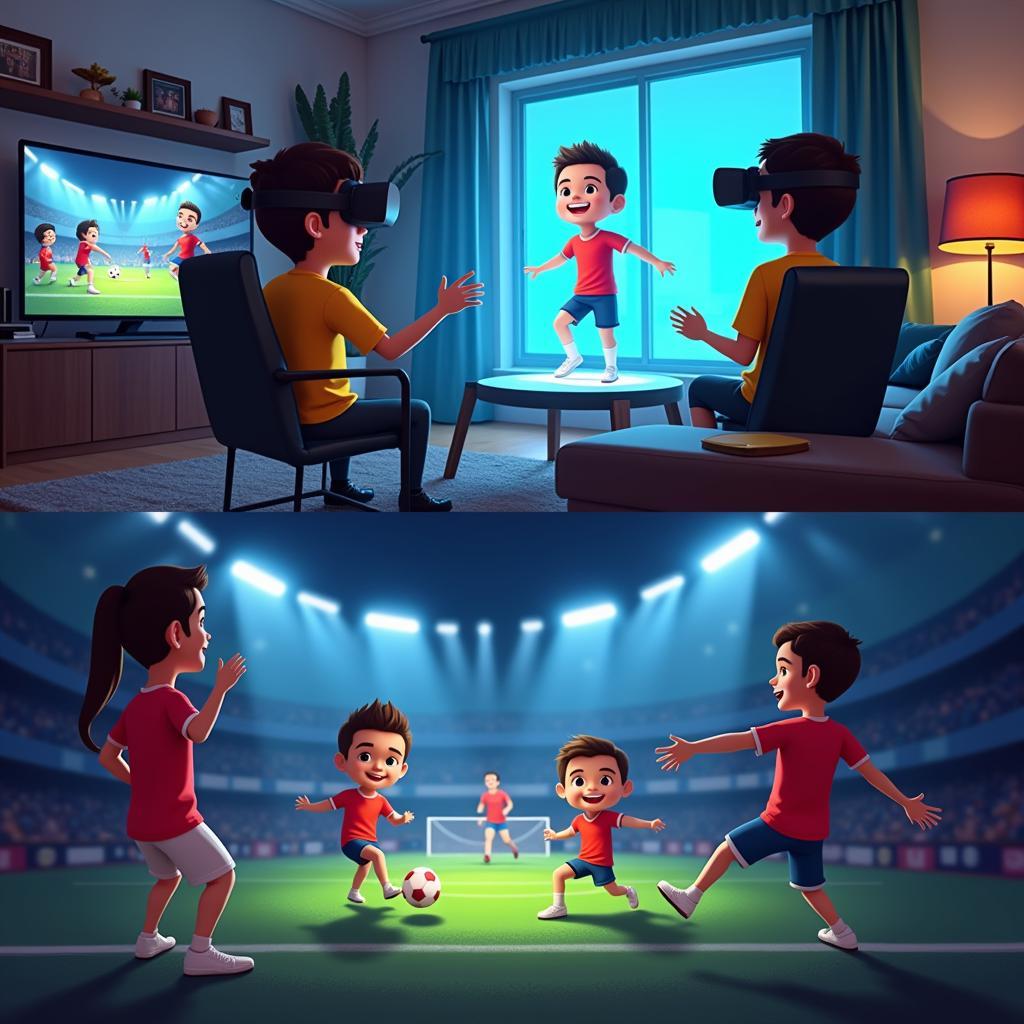 Futuristic integration of chibi footballers in augmented and virtual reality experiences