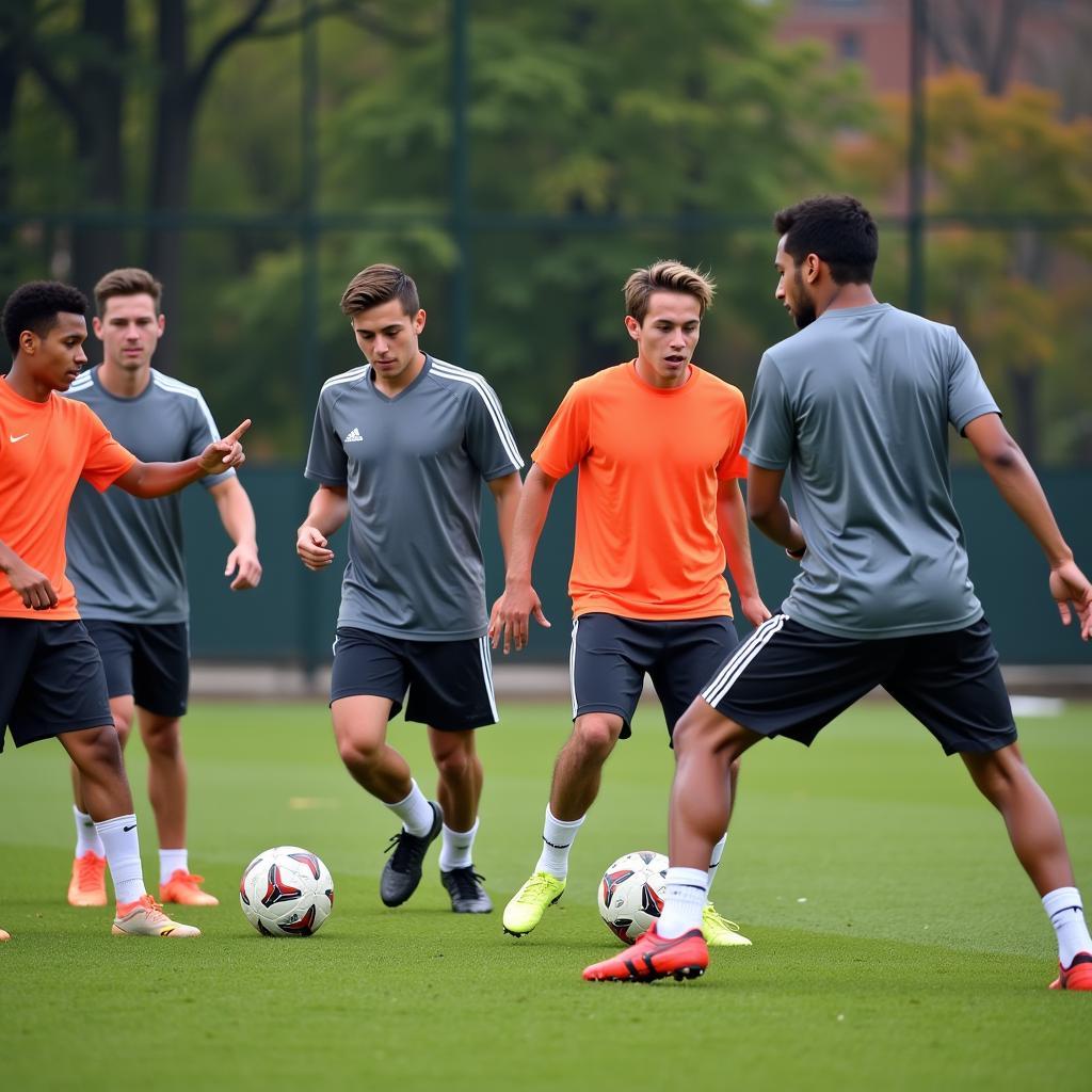 Young German-African footballers training hard, aiming for professional careers.