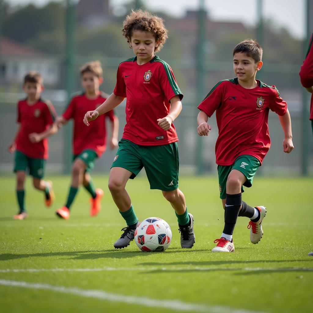 Young Portuguese players training