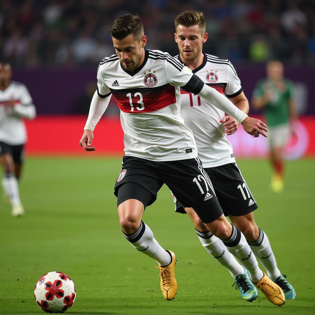 German Footballer Showing Off Skills on the Pitch