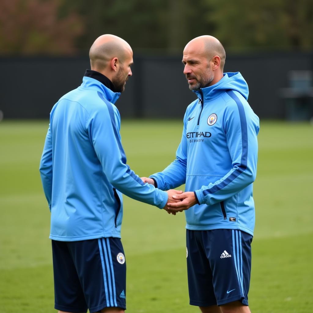 Guardiola and Haaland in a Training Session