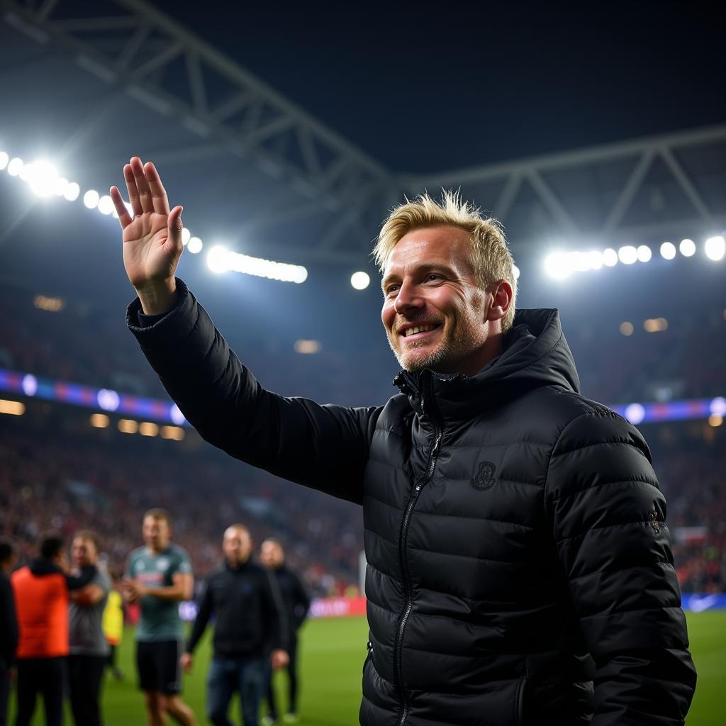 Haaland acknowledging the fans after a match against Schalke 04