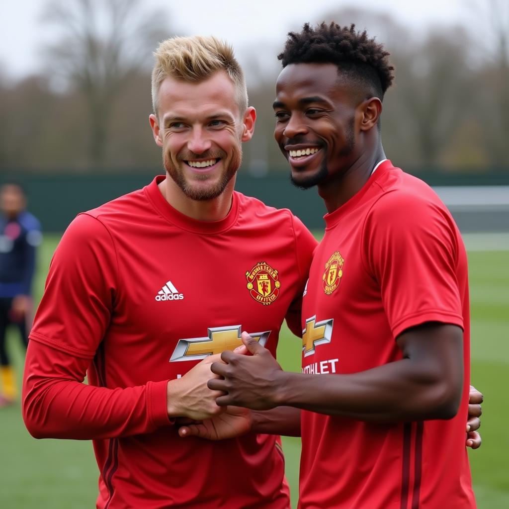 Haaland and Akanji Training at Manchester United