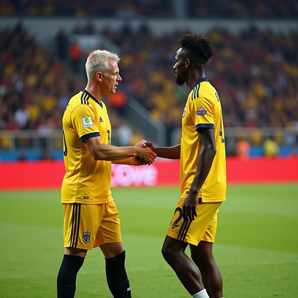 Haaland and Saka Pre-Game Handshake