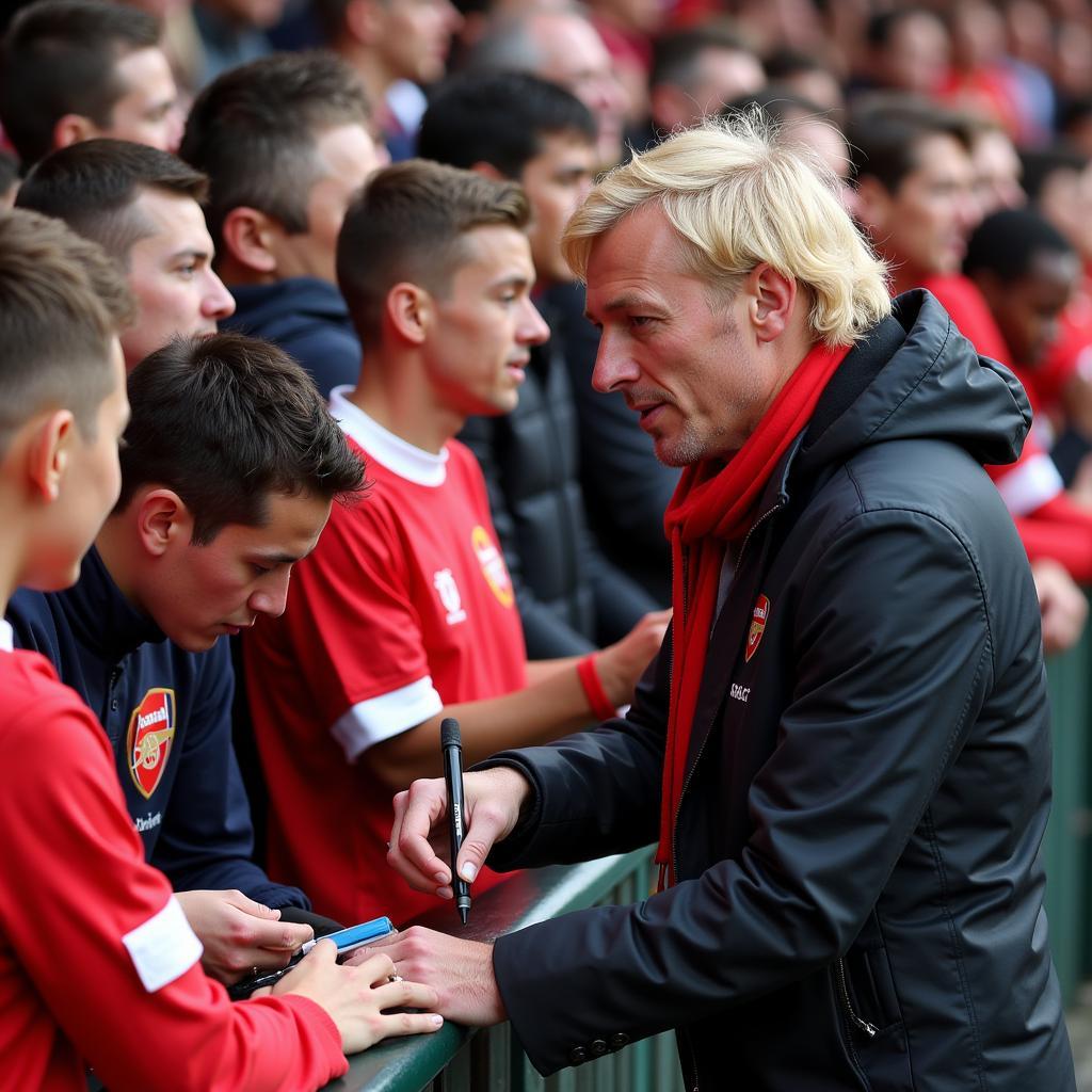 Erling Haaland signing autographs for Arsenal fans