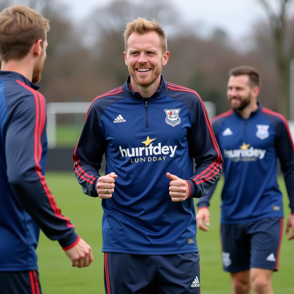 Haaland training with Ashton United players